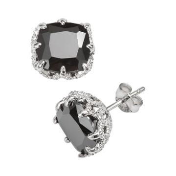 Sophie Miller Sterling Silver Black Cubic Zirconia Stud Earrings, Women's