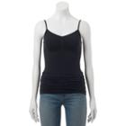 Juniors' So&reg; Ruched Seamless V-neck Cami Tank Top, Girl's, Size: Xs, Black