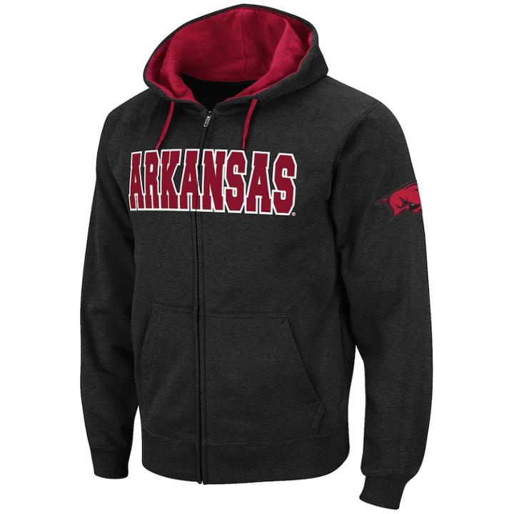 Men's Arkansas Razorbacks Full-zip Fleece Hoodie, Size: Large, Oxford