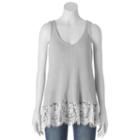 Juniors' Cloud Chaser Lace Sweater Tank, Girl's, Size: Medium, Med Grey