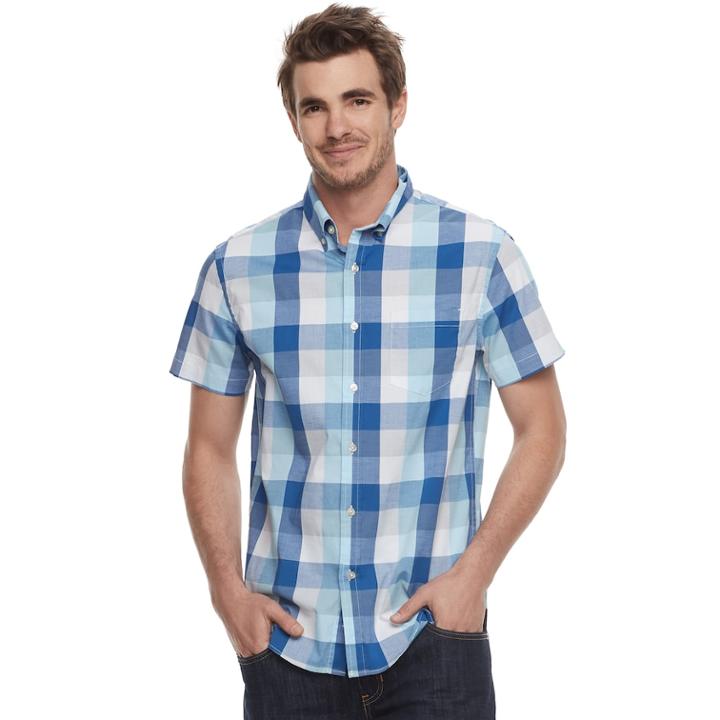 Men's Sonoma Goods For Life&trade; Flexwear Modern-fit Poplin Button-down Shirt, Size: Large, Med Grey