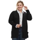 Plus Size Sonoma Goods For Life&trade; Ribbed Cardigan, Women's, Size: 3xl, Black