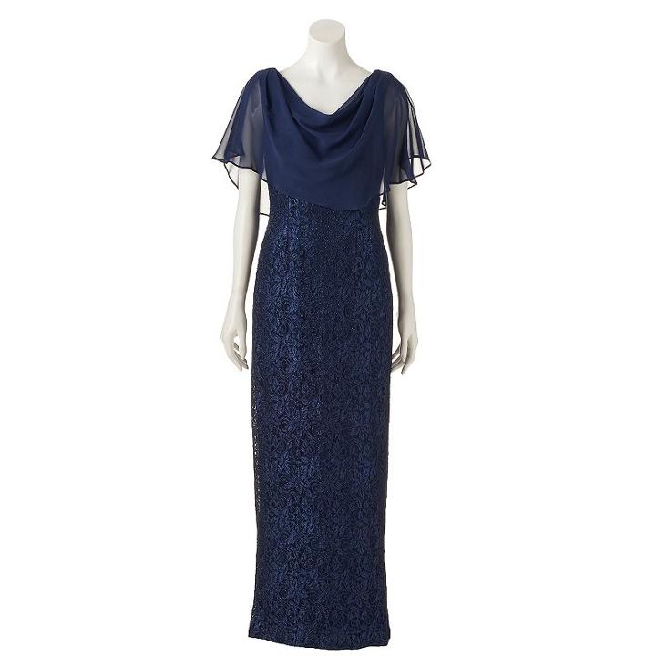 Women's Jessica Howard Glitter Lace Evening Gown, Size: 12, Blue (navy)