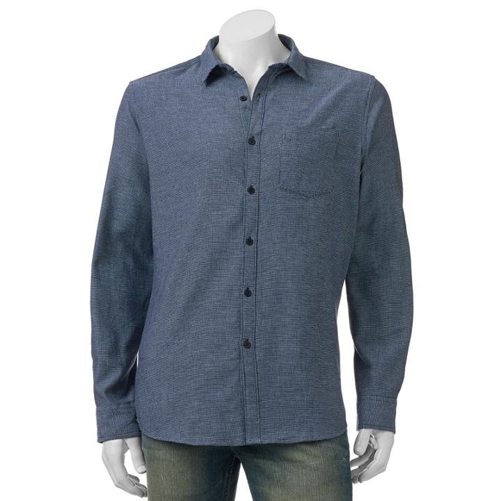 Men's Marc Anthony Slim-fit Woven Button-down Shirt, Size: Medium, Blue