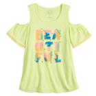 Girls 7-16 & Plus Size So&reg; Cold Shoulder Pom-pom Trim Graphic Tee, Size: 18 1/2, Brt Yellow
