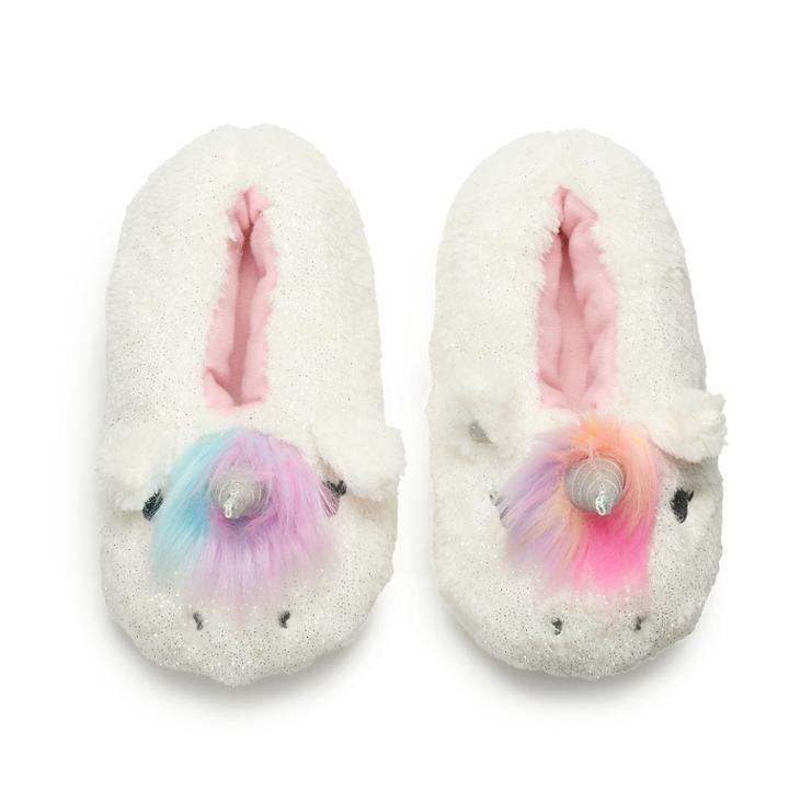 Girls 4-16 Elli By Capelli Unicorn Slippers, Size: 12/13, White