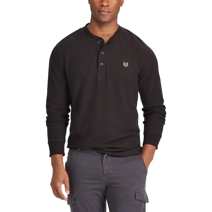 Big & Tall Chaps Classic-fit Waffle-weave Henley, Men's, Size: 3xb, Black