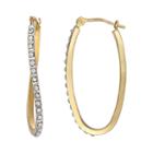 Diamond Fascination 14k Gold Diamond Accent Wavy Oval Hoop Earrings, Women's, White