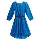 Girls 7-16 Emily West Blue Woven Chiffon Dress With Braided Belt, Girl's, Size: 7