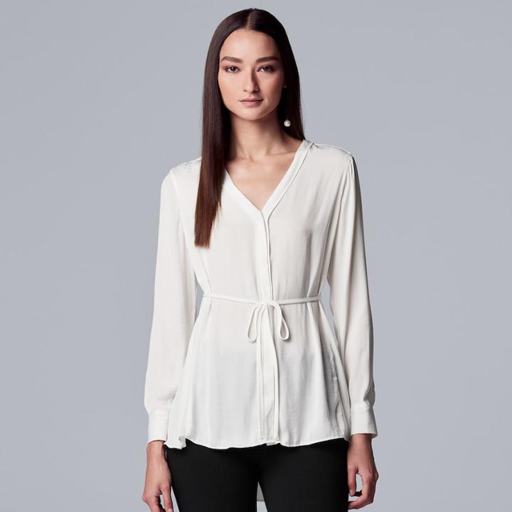 Women's Simply Vera Vera Wang Crepe Tunic Shirt, Size: Large, Light Grey