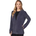 Women's Cuddl Duds Double Plush Velour Long Sleeve Full Zip Hoodie, Size: Small, Dark Grey