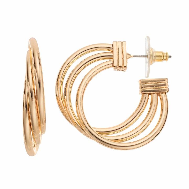 Jennifer Lopez Triple Hoop Earrings, Women's, Gold