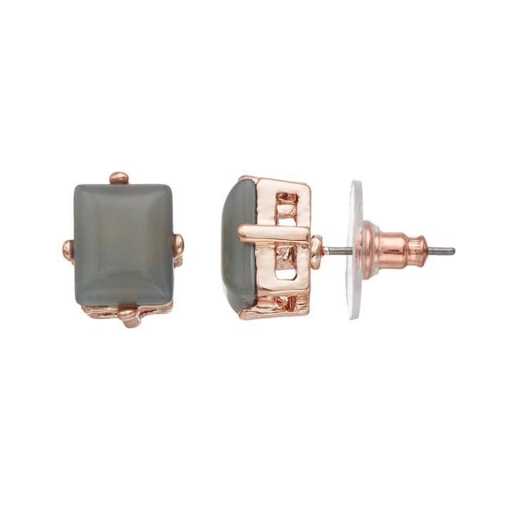 Lc Lauren Conrad Quartz Nickel Free Rectangle Stud Earrings, Women's, Grey