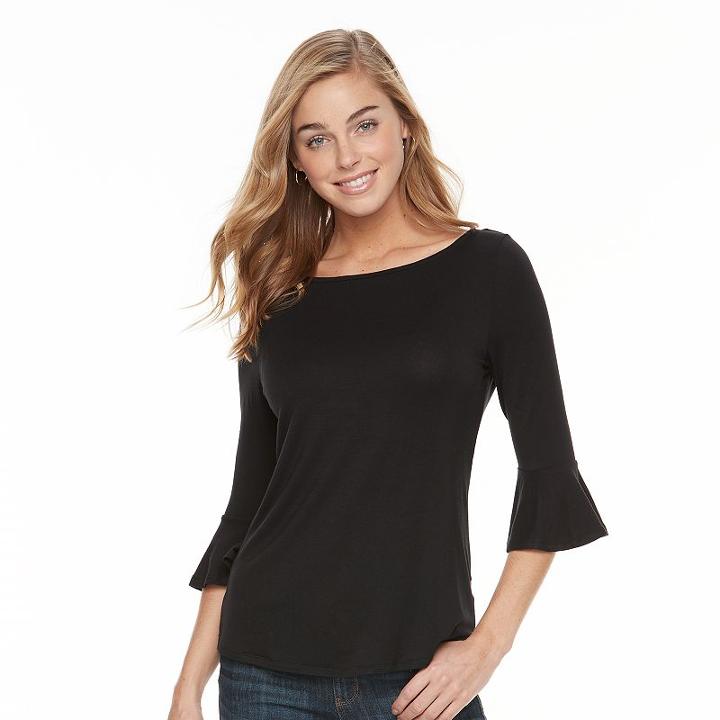 Women's Apt. 9&reg; Bell Sleevetee, Size: Medium, Black