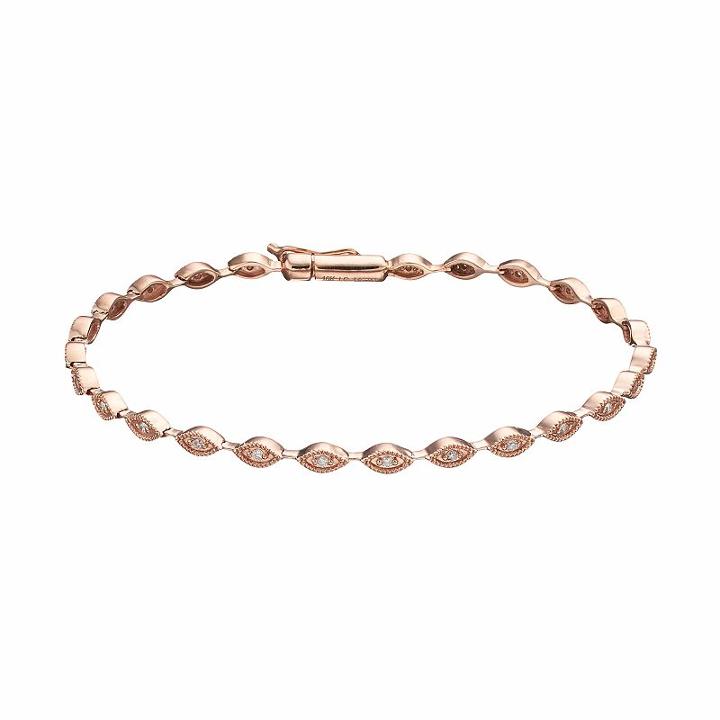 Lc Lauren Conrad 10k Rose Gold 1/4 Carat T.w. Diamond Marquise Bracelet, Women's, Size: 7.5, White