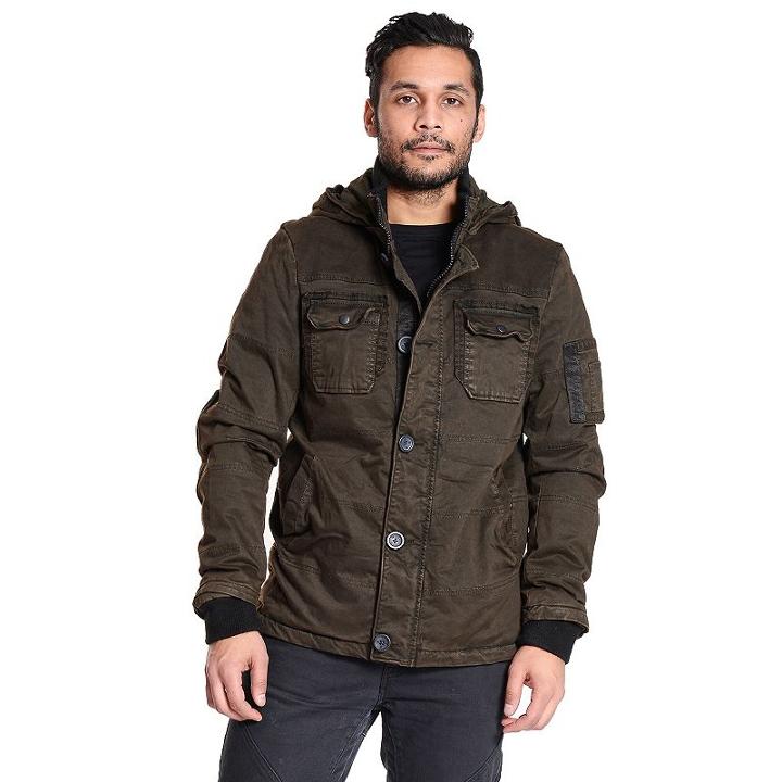 Men's Excelled Peached Hooded Jacket, Size: Small, Green