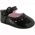 Baby Girl Wee Kids Black Patent Leather Perforated Mary Jane Crib Shoes, Size: 0