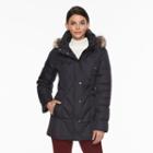 Women's Towne By London Fog Hooded Down Puffer Jacket, Size: Small, Blue (navy)