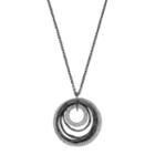 Glittery Textured Hoop Pendant Necklace, Women's, Black