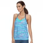 Women's Free Country Bust Enhancer 2-in-1 Tankini Top, Size: Large, Turquoise/blue (turq/aqua)