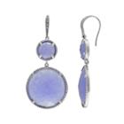 Lavish By Tjm Sterling Silver Lavender Jade Halo Drop Earrings - Made With Swarovski Marcasite, Women's, Purple