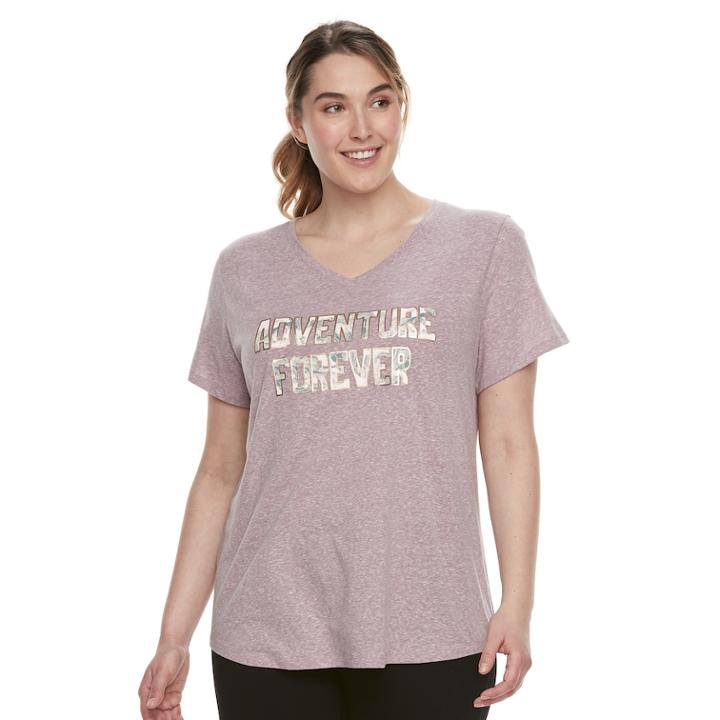Plus Size Tek Gear&reg; Dry Tek Graphic V-neck Tee, Women's, Size: 1xl, Dark Pink