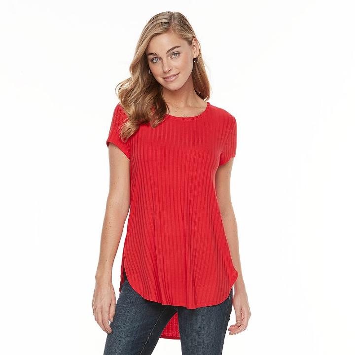 Women's Apt. 9&reg; Ribbed Tee, Size: Medium, Med Red