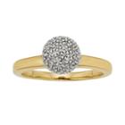 Yellow Rhodium-plated Sterling Silver 1/4-ct. T.w. Diamond Ball Ring, Women's, Size: 7, White