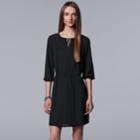 Women's Simply Vera Vera Wang Embroidered Lace Trim Peasant Dress, Size: Small, Black