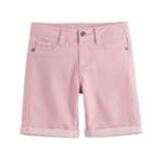 Girls 4-12 Sonoma Goods For Life&trade; Waffle Crocheted Bermuda Shorts, Size: 12, Light Pink