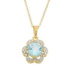 Sky Blue Topaz 18k Gold Over Silver Flower Pendant Necklace, Women's, Size: 18