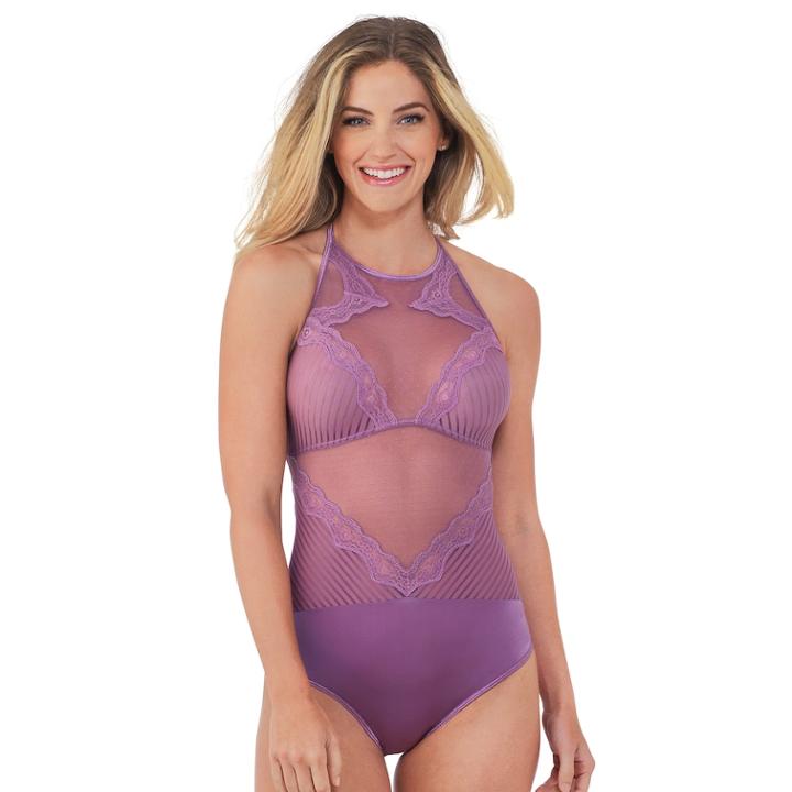 Lily Of France Halter Neck Bodysuit 2157060, Women's, Size: Xxl, Med Purple