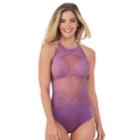 Lily Of France Halter Neck Bodysuit 2157060, Women's, Size: Xxl, Med Purple