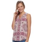 Women's Sonoma Goods For Life&trade; Print Challis Tank, Size: Medium, Med Pink