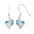 Sterling Silver Lab-created Opal Heart Drop Earrings, Women's, Multicolor