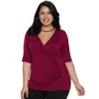 Plus Size Dana Buchman Wrap Top, Women's, Size: 1xl, Dark Red