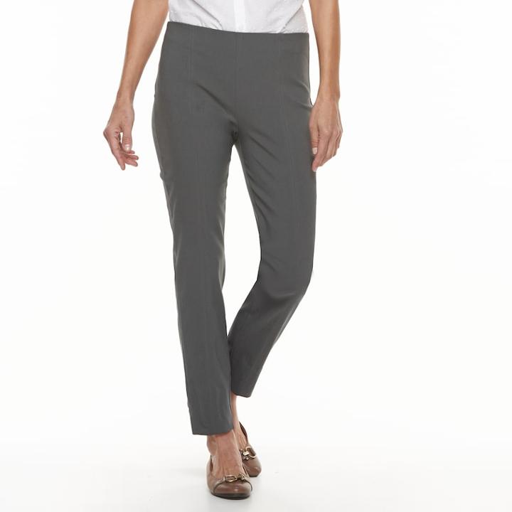 Women's Croft & Barrow&reg; Polished Pull-on Ankle Pants, Size: 4, Med Grey