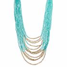Aqua Seed Bead Layered Necklace, Women's, Turq/aqua