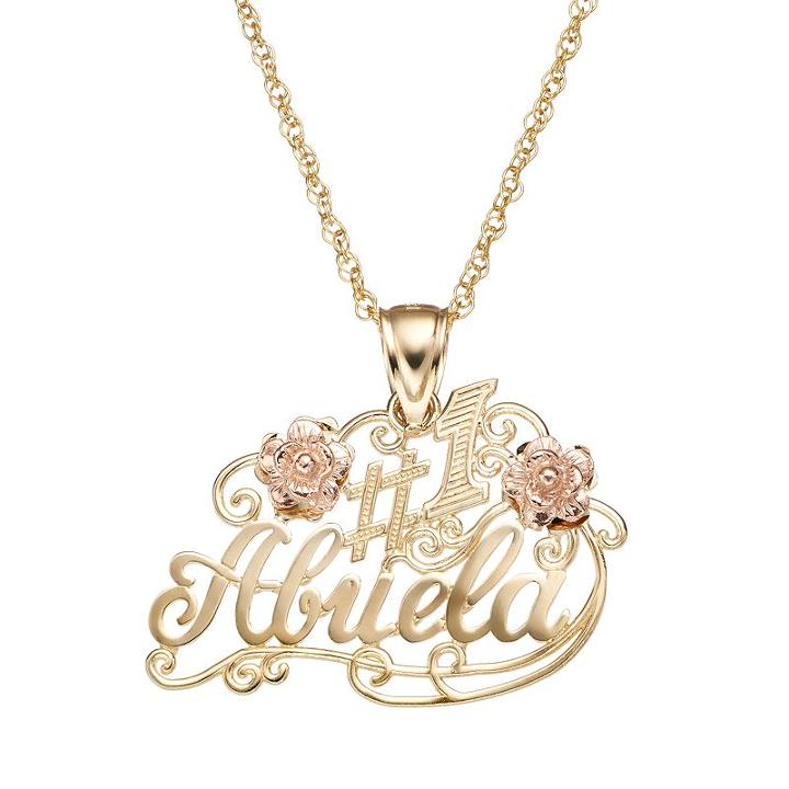 14k Gold Tri-tone #1 Abuela Pendant Necklace, Women's, Size: 18