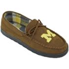 Men's Wide-width Michigan Wolverines Microsuede Moccasins, Size: 13, Brown