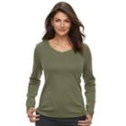 Women's Croft & Barrow&reg; Essential V-neck Top, Size: Small, Dark Green