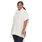 Plus Size Sonoma Goods For Life&trade; Cable Tassel Poncho Sweater, Women's, Size: 2x-3x, White