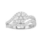 10k White Gold 1 Carat T.w. Diamond Cluster Ring, Women's, Size: 7