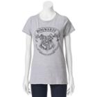 Juniors' Harry Potter Hogwarts Crest Short Sleeve Graphic Tee, Girl's, Size: Small, Grey