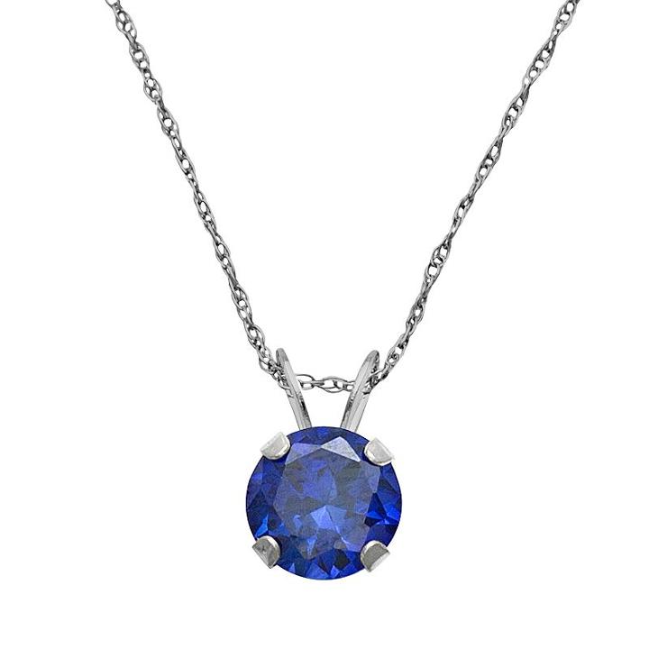 10k White Gold Lab-created Sapphire Pendant, Women's, Size: 18, Blue
