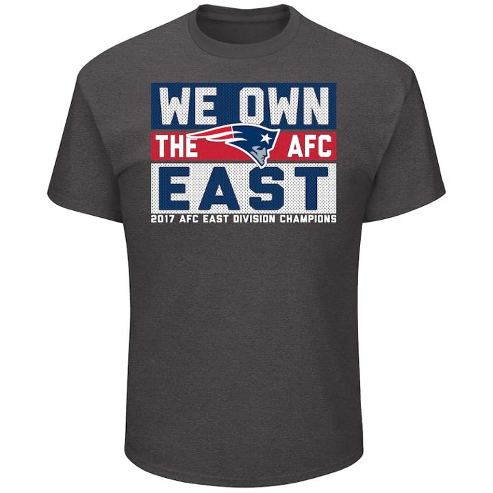 Men's New England Patriots 2017 Afc East Division Champions Line Of Scrimmage Tee, Size: Xl, Grey (charcoal)