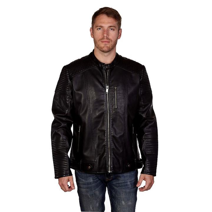 Men's Xray Slim-fit Faux-leather Moto Jacket, Size: Xl, Black