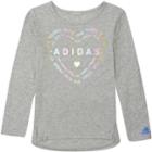 Girls 7-16 Adidas Three Stripe Life Long Sleeve Graphic Tee, Size: Medium, Dark Grey
