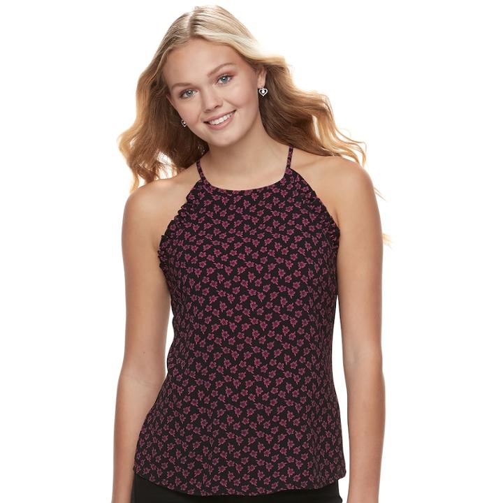 Juniors' Candie's&reg; Ruffled High-neck Tank, Teens, Size: Xl, Pink Ovrfl