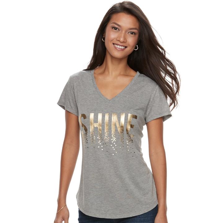 Women's Apt. 9&reg; V-neck Graphic Tee, Size: Xxl, Light Grey